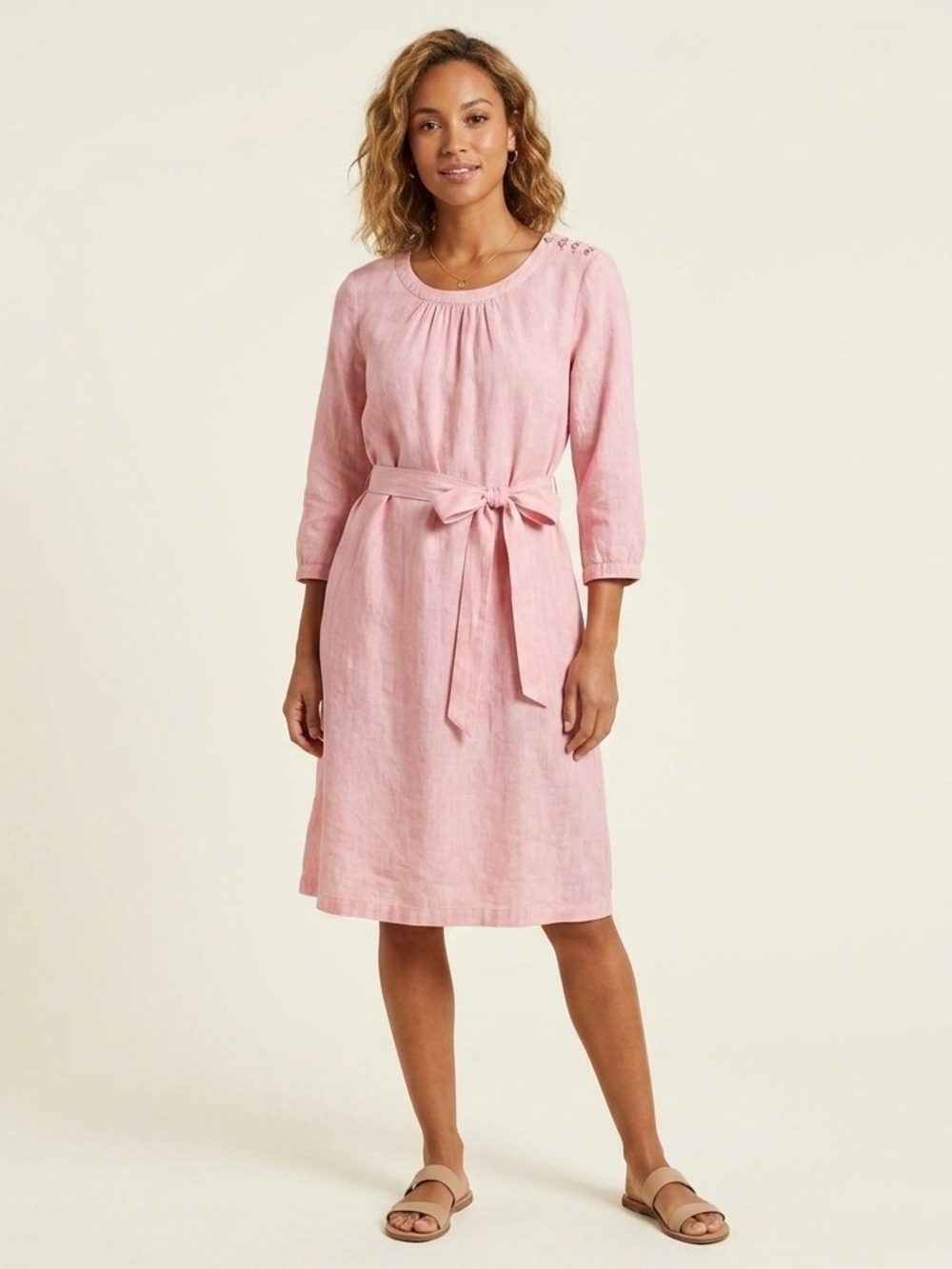 Boden Katie Pink Linen Dress Size 8R Excellent Condition